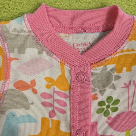 NWT  NEWBORN Carter's Pink and Multicolor Animal Print One Piece (Q2) - Picture 8 of 8